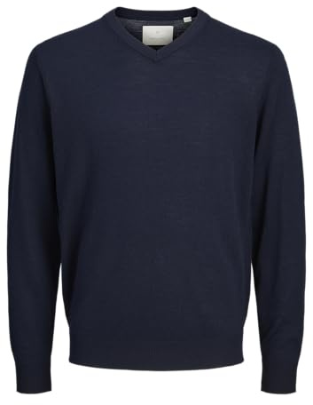 JACK & JONES Jprccmerino Knit V-Neck, Bleu Nuit, L Homme