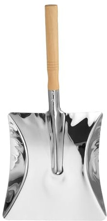 sourcing map Fireplace Ash Shovel 18 Stainless Steel Garden Shovel Dust Pan with Wooden Handle for Wood Stove Coal