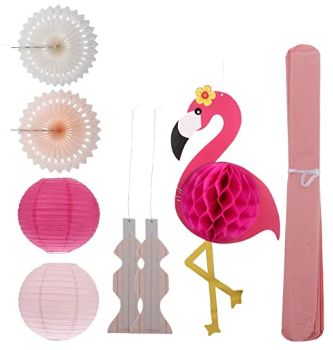Cabilock 1 Set Palla Fenicottero a Nido d'Ape ventagli di Carta Fenicottero Ciondolo per la Festa Pendente a Spirale Creativo Forniture per Feste di Fenicotteri Ciondolo a Sfera
