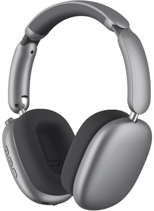 Wentronic Active Noise Cancelling Headphones,60H Battery Foldable Wireless Over Ear Bluetooth 5.4 Headset,Breathable Leather Earpads (Grey)
