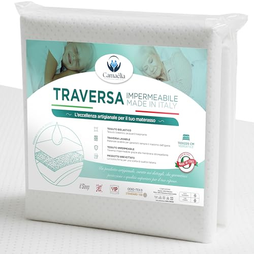 Camaèlia - Traversa Impermeabile Matrimoniale 160x200 | Traverse Letto Coprimaterasso Impermeabile Matrimoniale Traspirante e Lavabile | Proteggi Materasso anallergico Antiacaro Made in Italy