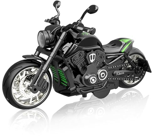 MLcnleS Kids Motorcycle Toy - Pull Back Toy Cars with Sound and Light Toy, Motorcycle Boys Toys for Age 3-9 Year Old Boys (Black)