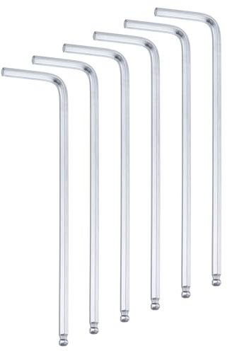 sourcing map 6pcs Ball End Hex Key Wrench 3mm Metric Chrome-Vanadium Steel L-Shape Hexagon Wrenches Repairing Tool for Home Bike Motorcycle Repair, Silver