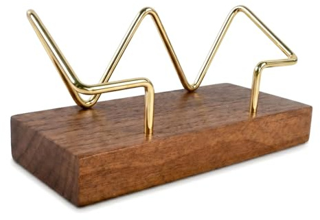 Solvio Premium Wooden Business Card Holders Desk Display Stand Classic Business Card Holder Case Walnut Wood for Office Appointment Cards Text Office Desk Gifts for Men Women Colleagues