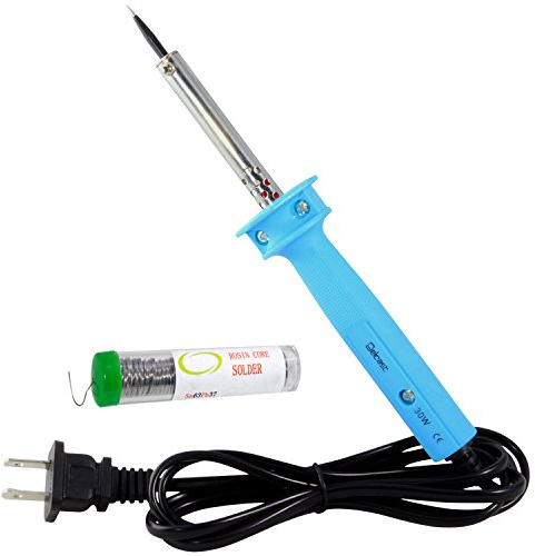 Delcast 30 Watt Precision Tip Soldering Iron with Rosin Core Solder 63/37 Leaded Electronics Solder, 0.6mm (12.5 g / 0.45 oz)