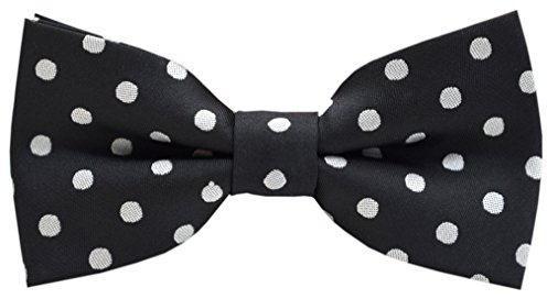Carahere Boys Handmade Pre-Tied Classic Polka Dot Bow Ties Black