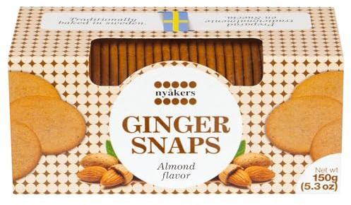 Nyakers Ginger Snaps Cookies, Almond Flavored, 150g (5.3 Oz)