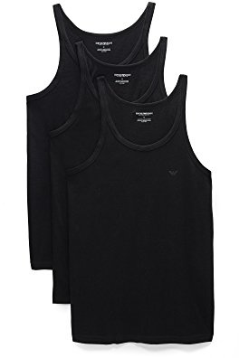 Emporio Armani Men's 3-pack Tank Top Regular Fit Undershirt, Black, M UK