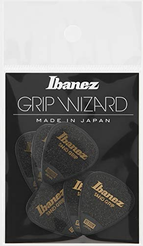 IBANEZ Grip Wizard Series Sand Grip Flat Pick - schwarz 6 Stück (PPA14MSG-BK), 7.9 x 6.3 x 0.5 cm