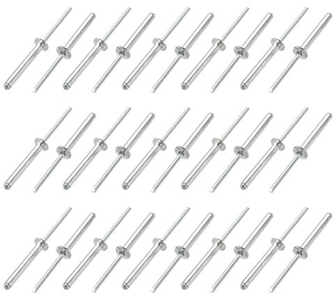 sourcing map 30 st. aluminium/stål öppen ände blindnitar 4 mm x 30 mm