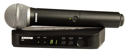Shure BLX24/PG58 Wireless Microphone System - 14-Hour Battery Life, 300 ft Range, UHF | Includes PG58 Handheld Vocal Mic, Single Channel Receiver | J11 Band (BLX24/PG58-J11)