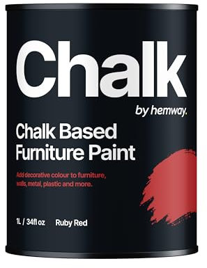 Hemway - Chalk Based Furniture Paint - Ruby Red 1 L | Chalky Matt Shabby Chic Finish for Interior & Exterior Home Decor | Quick Dry & All-in-one