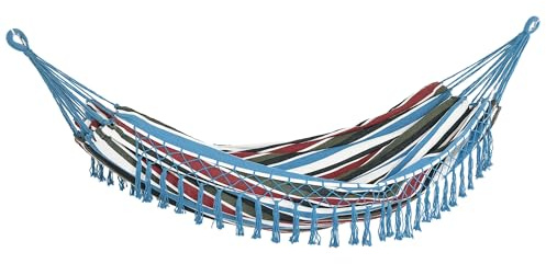 Outsunny Hamaca Doble Portátil de Algodón 285x150 cm 120 kg Multicolor | Bolsa de Transporte, Hamaca Playa, Exteriores Patio Jardín Camping