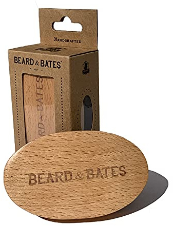 Beard & Bates Boar Bristle Beard Brush | Handcrafted, Large Full Size, Firm Bristles, Beech Wood Handle