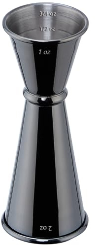 Briout - Jigger para bartending, doble jigger japonés de acero inoxidable 304 de grado alimenticio, 2 onzas, 1 onza con medidas en el interior, color negro