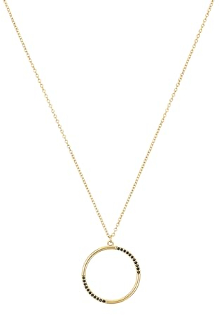s.Oliver Kette mit Anhänger 925 Sterling Silber Damen Halsschmuck, mit Zirkonia synth., 55+5 cm, Gold, Ring, Kommt in Schmuck Geschenk Box, 2034886