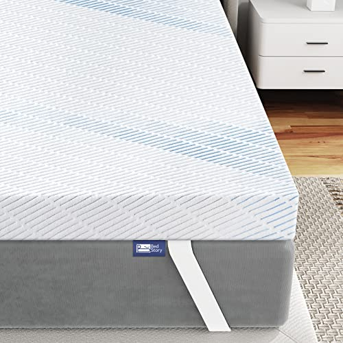 BedStory Gel Topper 180x200cm 7,6cm Höhe Matratzentopper aus Gel Memory Foam,H2&H3 Gel Schaum Bambus Topper mit atmungsaktivem Bezug für Wohnwagen Schlafsofa Boxspringbett