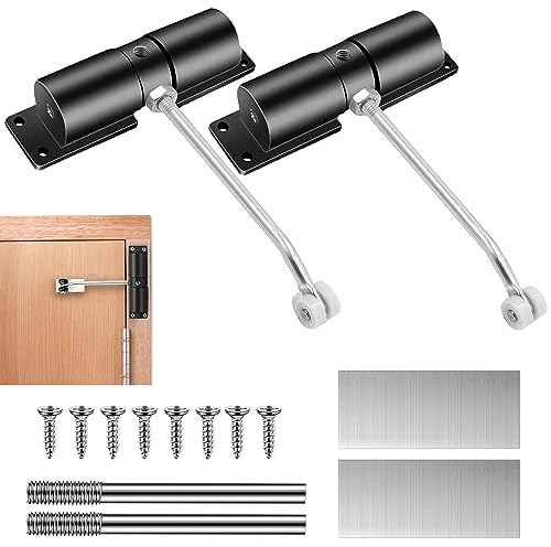 2 Pièces Ferme Porte Automatique, Réglable Ferme Porte à Ressort pour Portes Jusqu'à 40 kg, Groom Fermeture Porte avec Tige de Réglage, Plaque de Montage et Vis pour le Bureau à Domicile