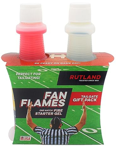 Rutland Fan Flames, Football Team Colors Fire Starter for Football Tailgating & Grilling, Pro & Collegiate Sports, Two 16 fl oz Bottles (Red & Clear)
