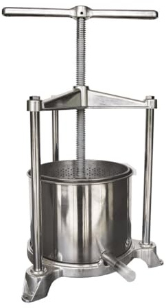 Torchio per uva, Torchio per melanzane, Torchio per vino, Pressa per frutta - Mini, con doppio cestello in acciaio inox, 3L