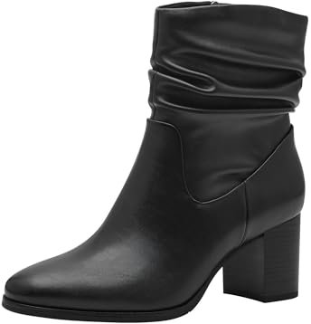 MARCO TOZZI Damen Stiefeletten mit Absatz Vegan mit Reißverschluss, Schwarz (Black), 40 EU