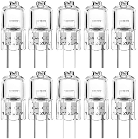 Ugvmn G4 12V 20W Halogen Leuchtmittel, 2 Pin klare Kapsellampen Dimmbar Warmweiss 2700K, Lange Lebensdauer Halogenlampen G4 20 Watt für Dunstabzugshauben Küchen Wohnzimmer Schlafzimmer, Kronleuchter