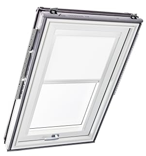Original Roto Rollo Exclusiv ZRE für Roto Dachfenster - Führungsschiene Weiß - Manuelle Bedienung - Tageslichtrollo für Baureihe Designo R6/R8 i8 und Classic 64/84 - Größe 094/078 | 09/07 - Farbe Weiß