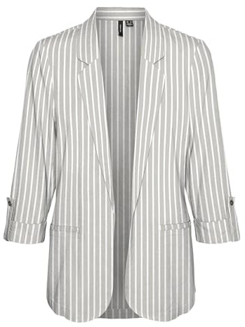 VMJESMILO WVN GA Noos - Chaqueta Holgada 3/4, Forro Plateado/Rayas: Olga Snow White, L