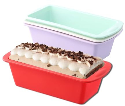 Koorium 4-Pack Silicone Baking Moulds, Non-Stick Loaf Tins & Air Fryer Cake Moulds, 19.2 x 9.5 x 5.5 cm, Bread Baking Trays for UK Bakers, Dishwasher-Safe