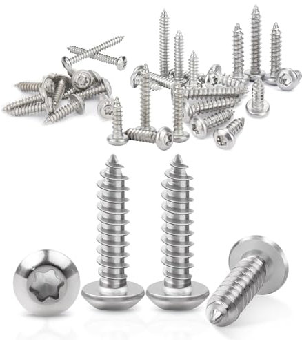 100 Piezas Tornillos Autotaladrantes, Tornillos Torx M3 x 20 mm, Tornillo de Chapa de Seguridad A2 V2A, Rosca Completa, Tornillos Autorroscantes de Acero Inoxidable