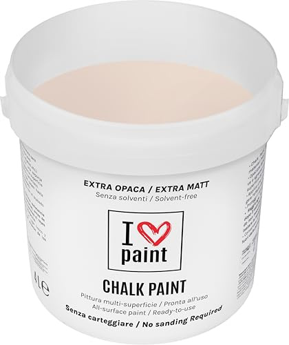 I LOVE CHALK PAINT color Rosa Antiguo 4 litros - Pintura a la tiza para muebles, paredes y objetos sin lijado - Sin disolventes ni formaldehído - Pintura para decoración efecto tiza a base de agua