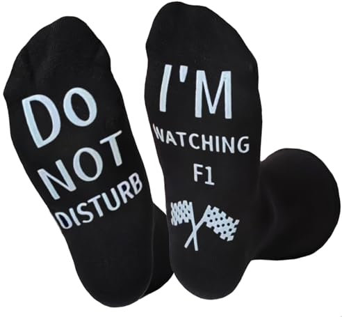 Dekzked Funny F1 Fans Gift Socks,Do Not Disturb I'm Watching F1 Socks Mens Birthday Present for F1 Lover Novelty Racing Car Fans Gifts (UK, Alpha, One Size, Regular, Regular, Black)