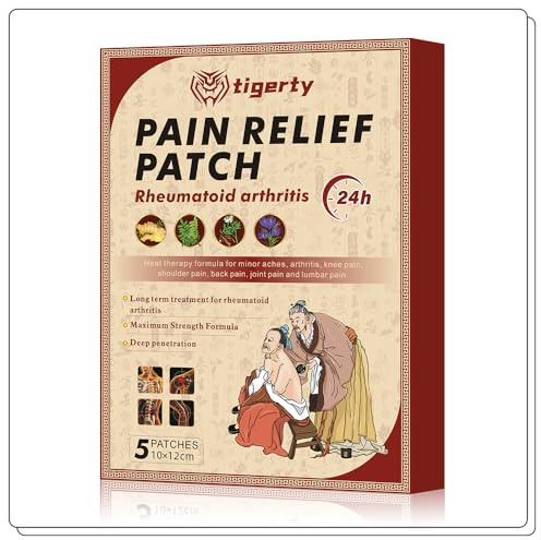 tigerty Pain Relief Patch Rheumatoid arthritis -for rheumatic pain, cervical vertebra, scapulohumeral periarthritis, lumbar muscle strain & knee joint pain, Adhesive Heat Patch by Natural Herbs 5 Pads