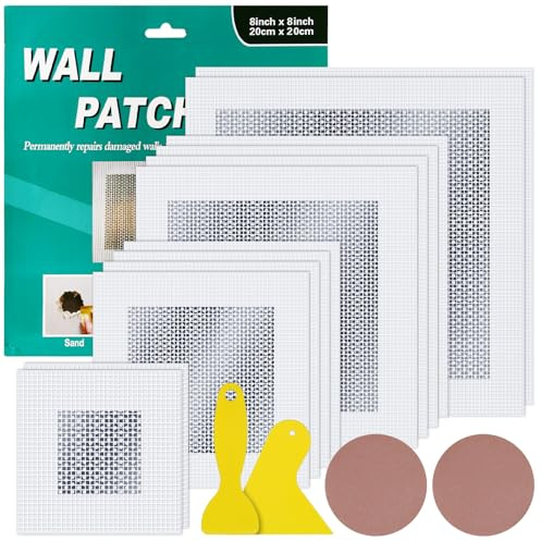 wall 2/4/6/8 Inch Drywall Repair Kit, Self-Adhesive Plasterboard Patch kit patch repair, Quick Fix for Broken Walls (12PCS)