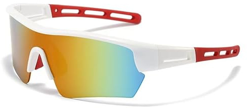 Occhiali da sole da ciclismo polarizzati per ciclismo Uomo Donna (Bianco Rosso)