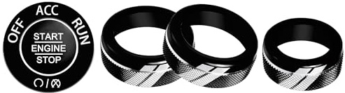 YOSRTER 5PCS Control Knob Cover for Dodge Durango Accessories 2021 2022 2023 2024 2025 Aluminum Air Conditioning AC Climate Switch Volume Tune Button Knob Cover(Black)