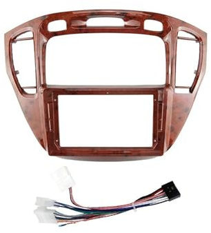 9 Tums Bilram Fascia Adapter Radio Dash Fitting Panel Kit För Toyota För Highlander För Kluger 2000 2001 2002 2003 2004 2005 2006 2007 YTdhfDGJ(Frame Cable 00-07 WOODEN)