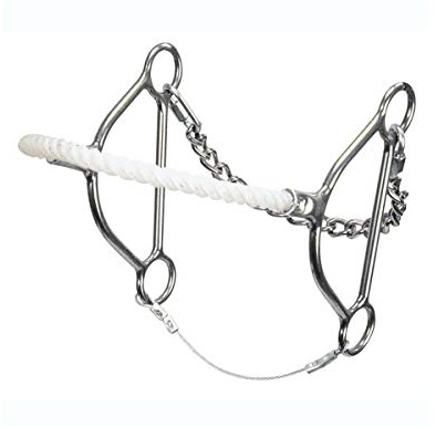 Reinsman 960 Beetle Hackamore for Horse - Rope Nose - 6 Cheeks - Stage C, Silver/White