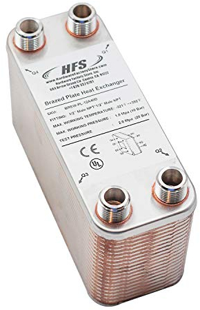 HFS (R) Refrigeratore di mosto di birra casalinga (7.5 '' 2.9''/40 piatto, 1/2 x 1/2 NPT)