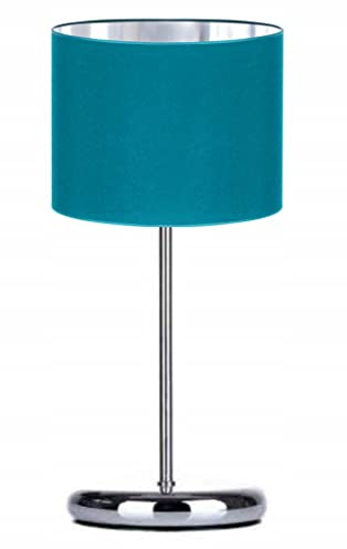 Home Deco Tischlampe Türkis Lampe Leuchte aus Velours Vintage Modern E27 Designerlauchte 1-flammig N230-GL1
