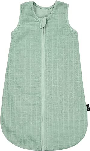 Alvi Mullschlafsack atmungsaktiv mit Babylöffel DeinKinderland| Baby-Schlafsack ärmellos extra dünn | leichter Sommerschlafsack | Außensack (uni granite, 70cm)