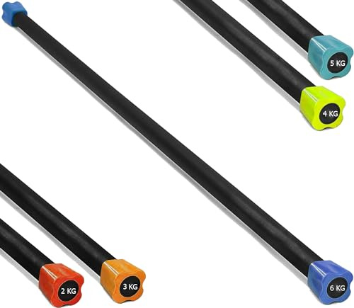 G5 HT SPORT Barra corporal profesional con peso de 2 a 6 kg, barra larga para aeróbic, yoga, pilates | Gimnasio en casa y gimnasio (6 kg (Azul))