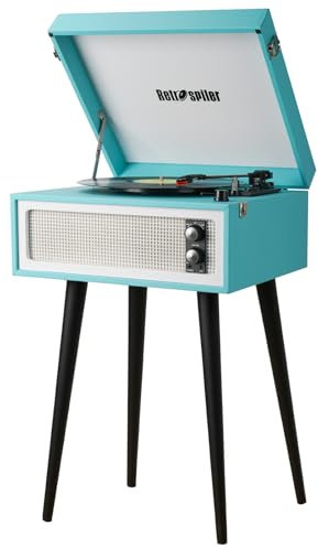 3-Speed Record Player, Bluetooth Turntable with Built-in Speakers and Detachable Legs,USB Playback& Vinyl-USB Recorder (Turquoise)