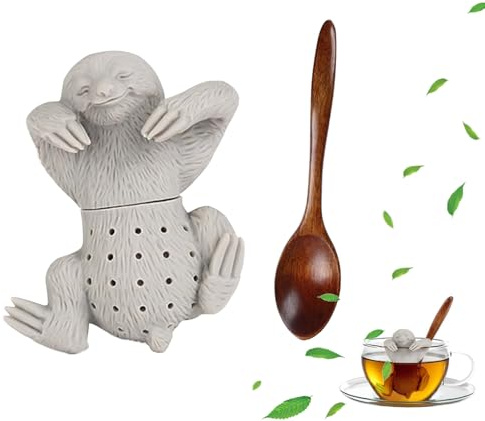 JINJUMEI Teesieb Zum Brauen - Silikonbaum Faultier Infuser für Losen Tee - Feinmaschiges Lustig Teesieb für Tasse, Tiere Infuser für Die Meisten Tee Kannen und Tassen