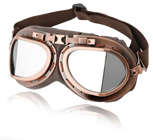 DREAMIZER Gafas de moto, Gafas de moto retro, gafas estilo aviador vintage, Gafas de protección para motociclistas cruisers tours cafeterías scooters gafas para senderismo, gafas para medio casco