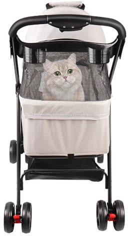 Hundebuggy Kinderwagen für mittelgroße Hunde, 25 kg, 4-Räder-Model für Hunde und Katzen, zusammenklappbar, ideal für Reisen im Freien, 50 x 65 x 99 cm – Grau