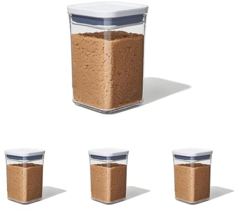 OXO Good Grips POP Container - Small Square Short 1 Litre, White (Pack of 4)