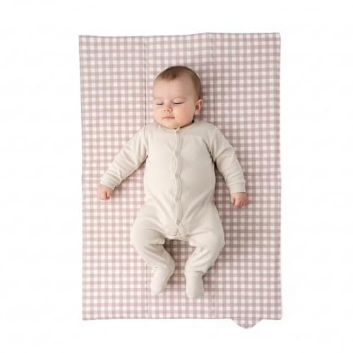 Clair de Lune Gingham Foldable Changing Mat, Easy Clean Soft Water Resistant Travel Pad 60 x 34 cm