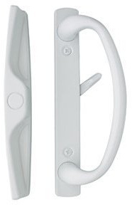 Rockwell Security Euro-Charlotte Sliding Glass Door Handlein White Finish fits 3-15/16 Screwholes and Fits Up to 1-3/4 Thick Doors