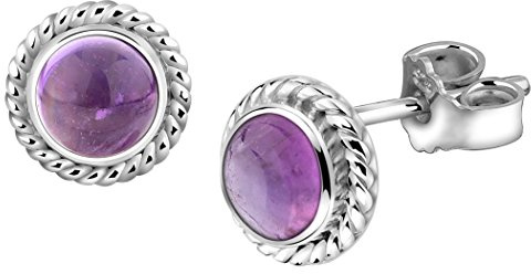 Nenalina Ohrstecker 925 Silber Damen Ohrringe rund mit Geburtsstein Amethyst violett für Frauen und Mädchen